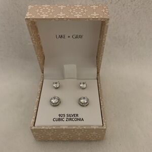 Lake + Gray 925 Silver Cubic Zirconia Earrings NWOT
